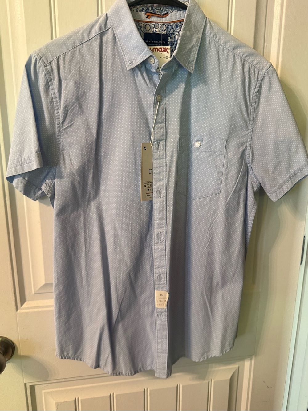 Denim & Flower Light Blue Short-Sleeve Button-Down Shirt